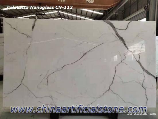 Booked Matched Nano Calacatta White Marble Slabs CN112